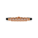 This rose gold Lex diamond rubber bracelet features 0.97 CT of round cut diamonds set in a pave setting in top view