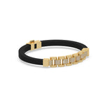 This yellow gold Lex diamond rubber bracelet features 0.97 CT of round cut diamonds set in a pave setting in side view