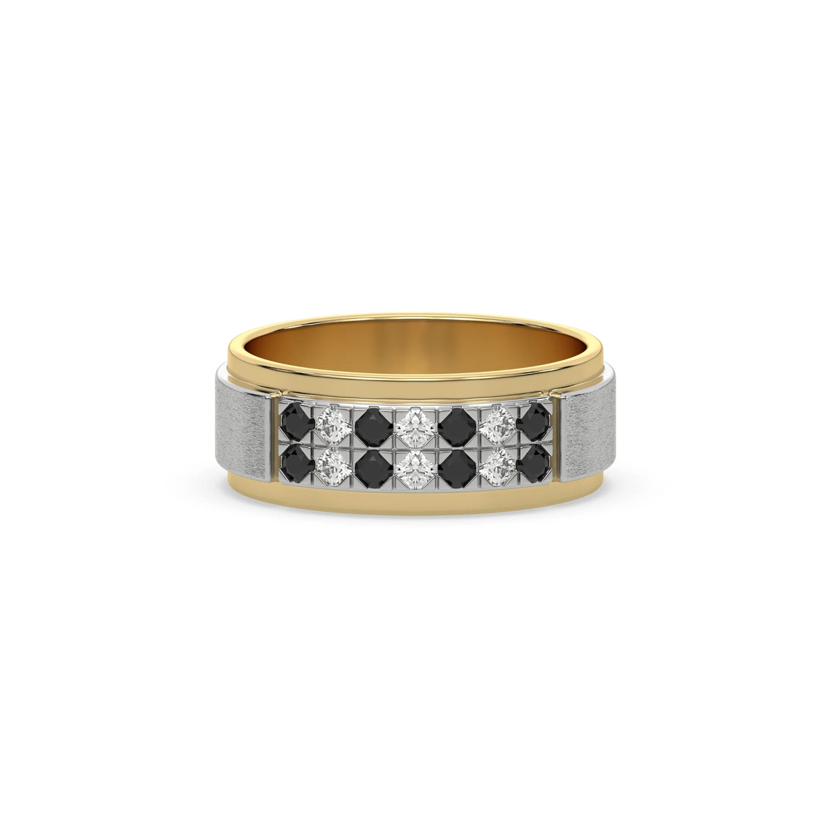 0.63 CT Black and White Lab Diamond Checkerboard Ring
