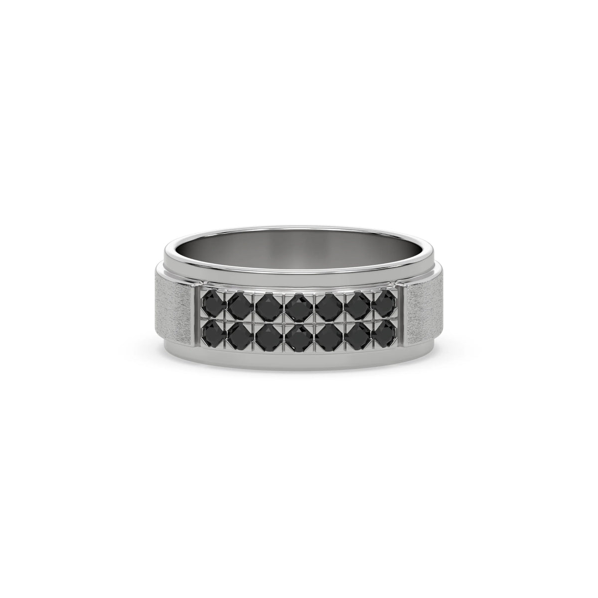 0.63 CT Black Natural Diamond Double Row Band