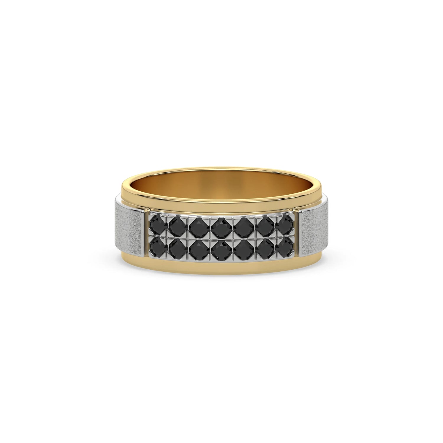 0.63 CT Black Natural Diamond Double Row Band