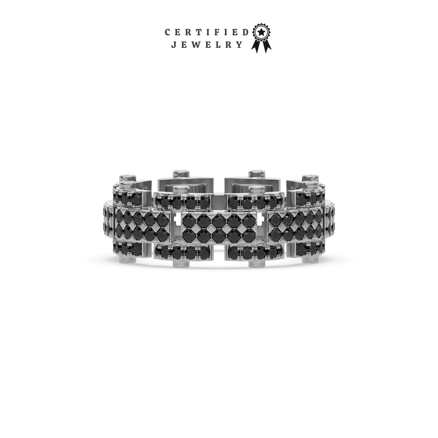 1.25 CT Black Natural Diamond Dual Tone Eternity Ring