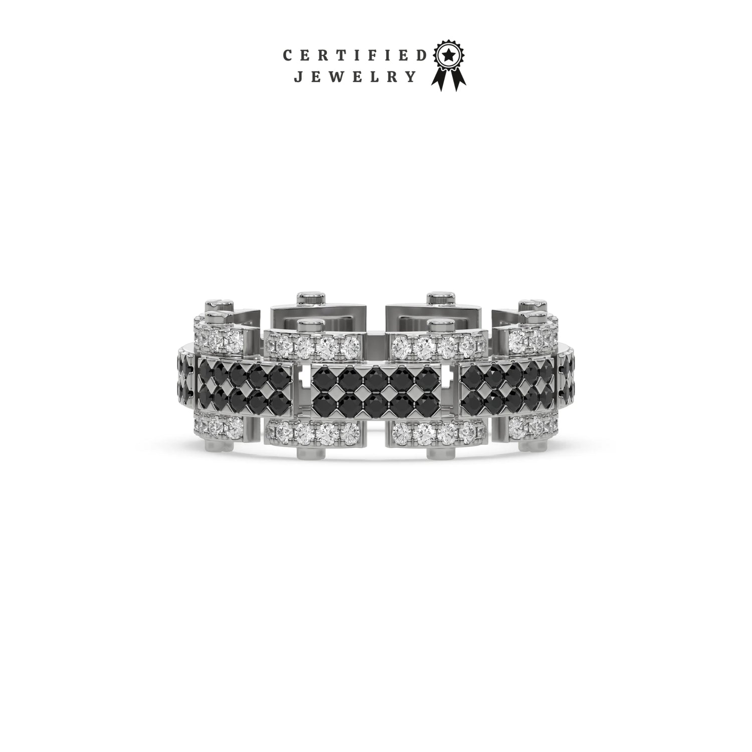 1.25 CT Black and White Natural Diamond Gridlock Ring