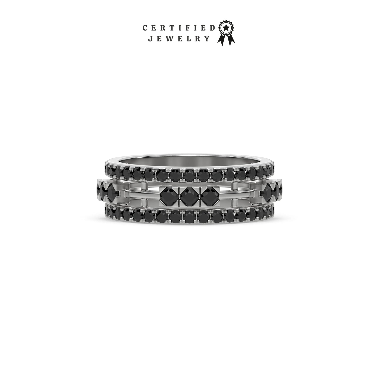 1.55 CT Black Natural Diamond Two Tone Eternity Ring