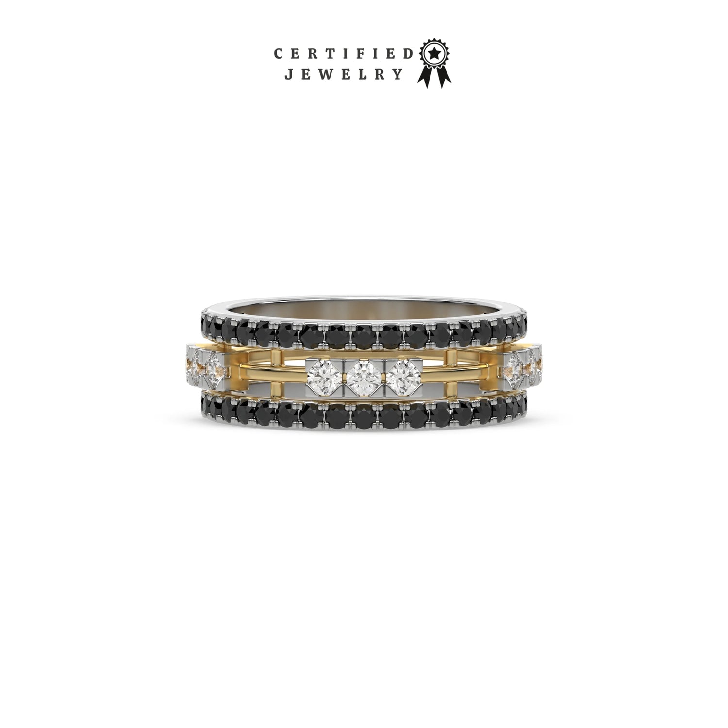 1.55 CT Black Lab Diamond Two Tone Eternity Ring