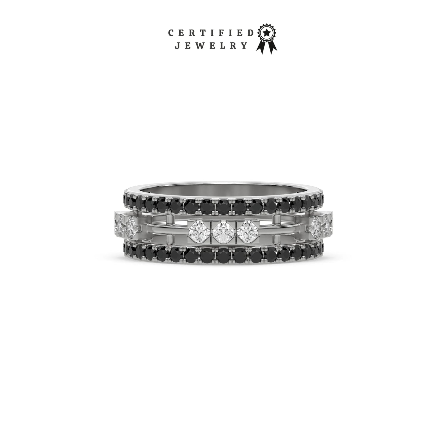 1.55 CT Black Natural Diamond Two Tone Eternity Ring