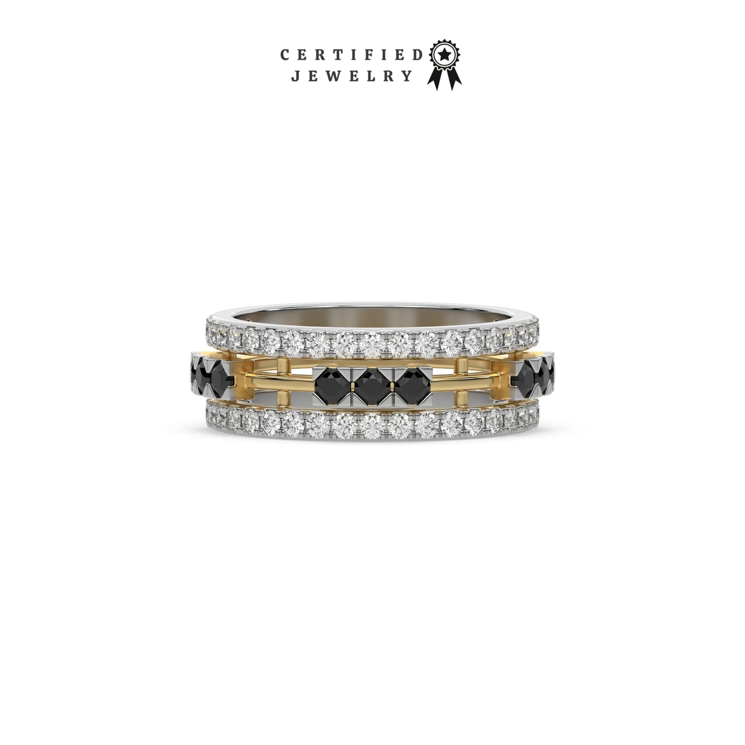 1.55 CT Black Lab Diamond Two Tone Eternity Ring