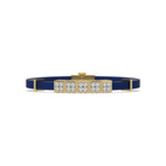 This yellow gold Cubic diamond rubber bracelet features 5 cubic motifs adorned with 20 round-cut diamonds, all meticulously set in a prong setting in top view