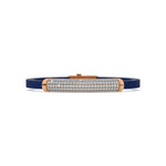 This rose gold Curved diamond rubber bracelet features 3.90 CT of round cut diamonds set in a prong setting in top view