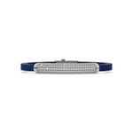 This white gold Curved diamond rubber bracelet features 3.90 CT of round cut diamonds set in a prong setting in top view