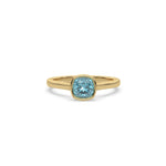 14K Yellow Gold Fancy Blue Cushion  Diamond Engagement Ring