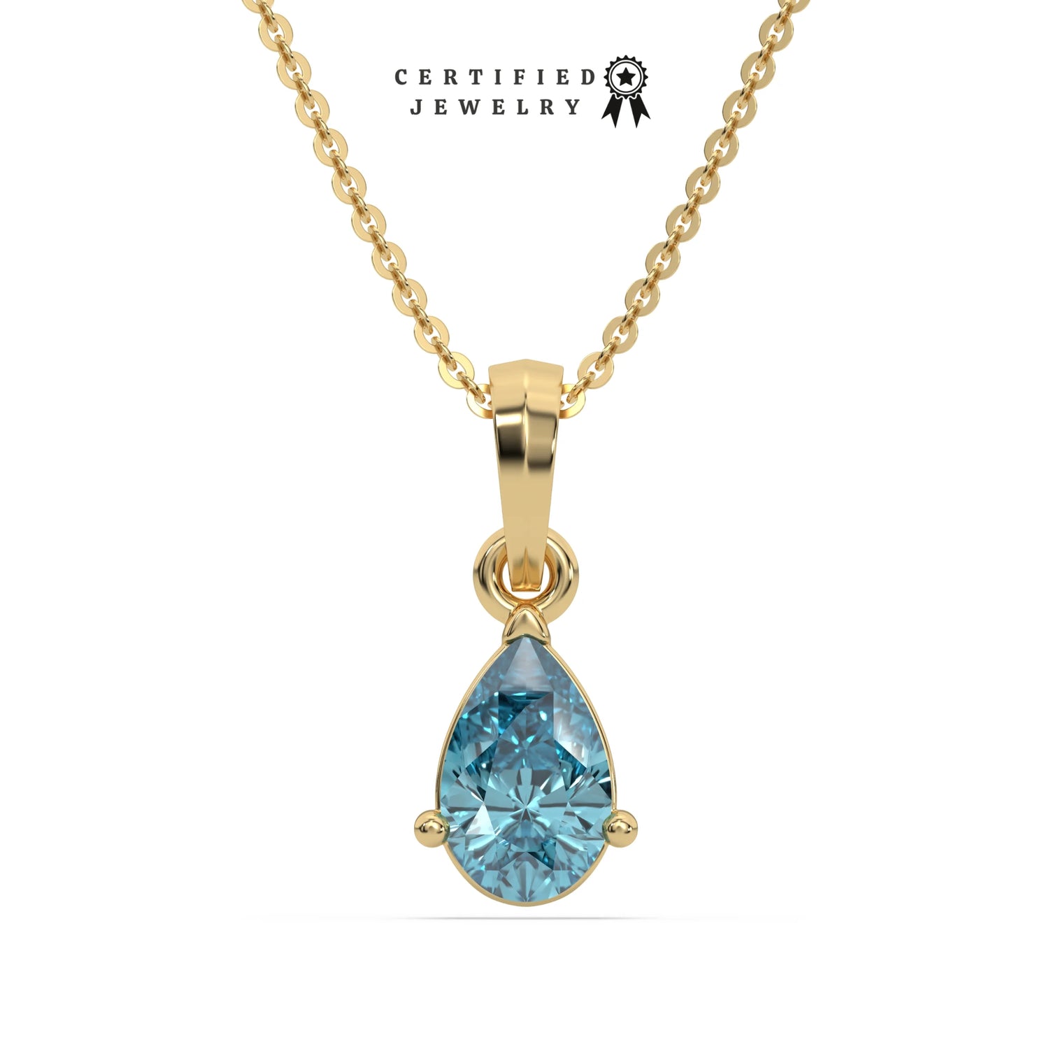 3 CT Fancy Blue Diamond Pear Solitaire Necklace