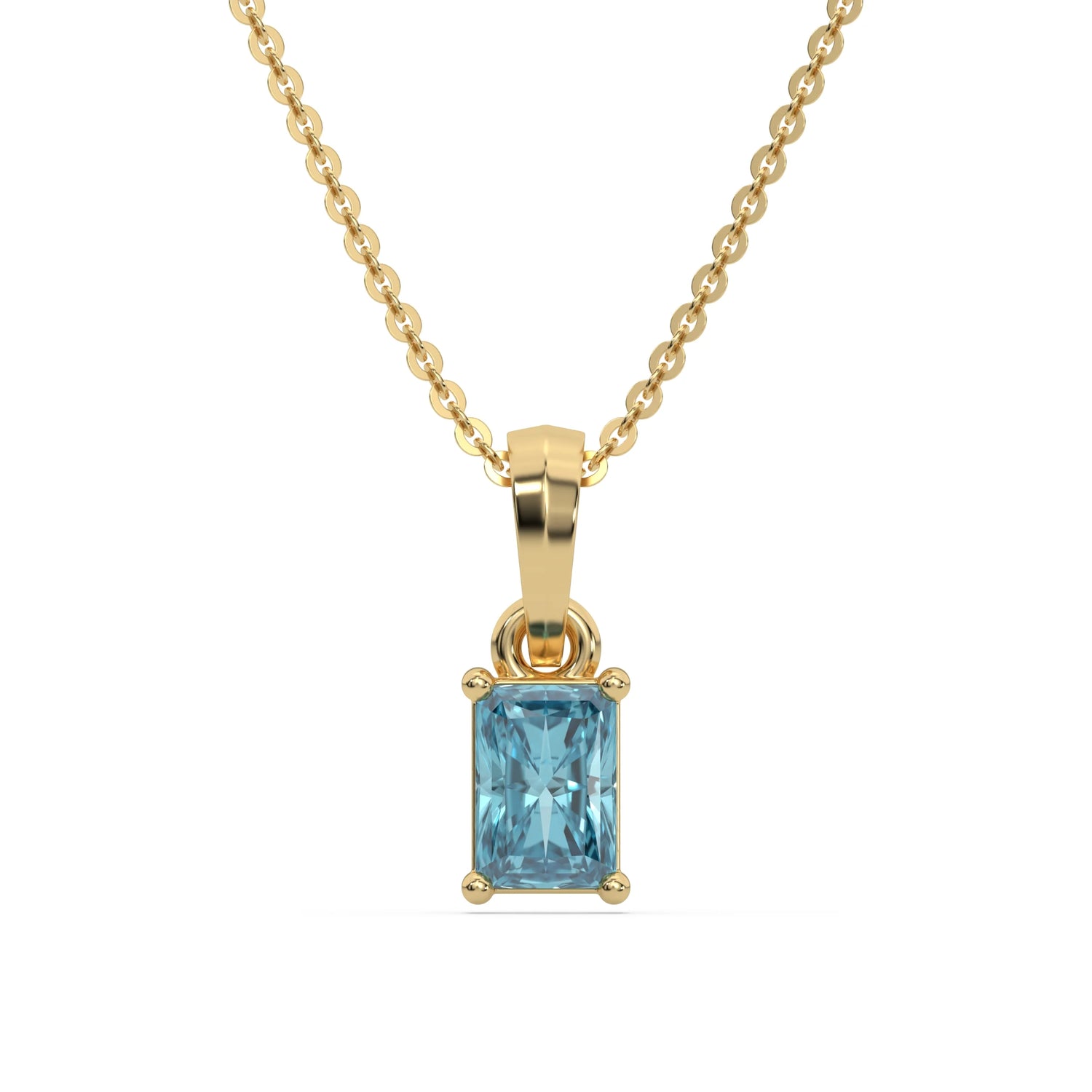 3 CT Fancy Blue Diamond Radiant Solitaire Necklace
