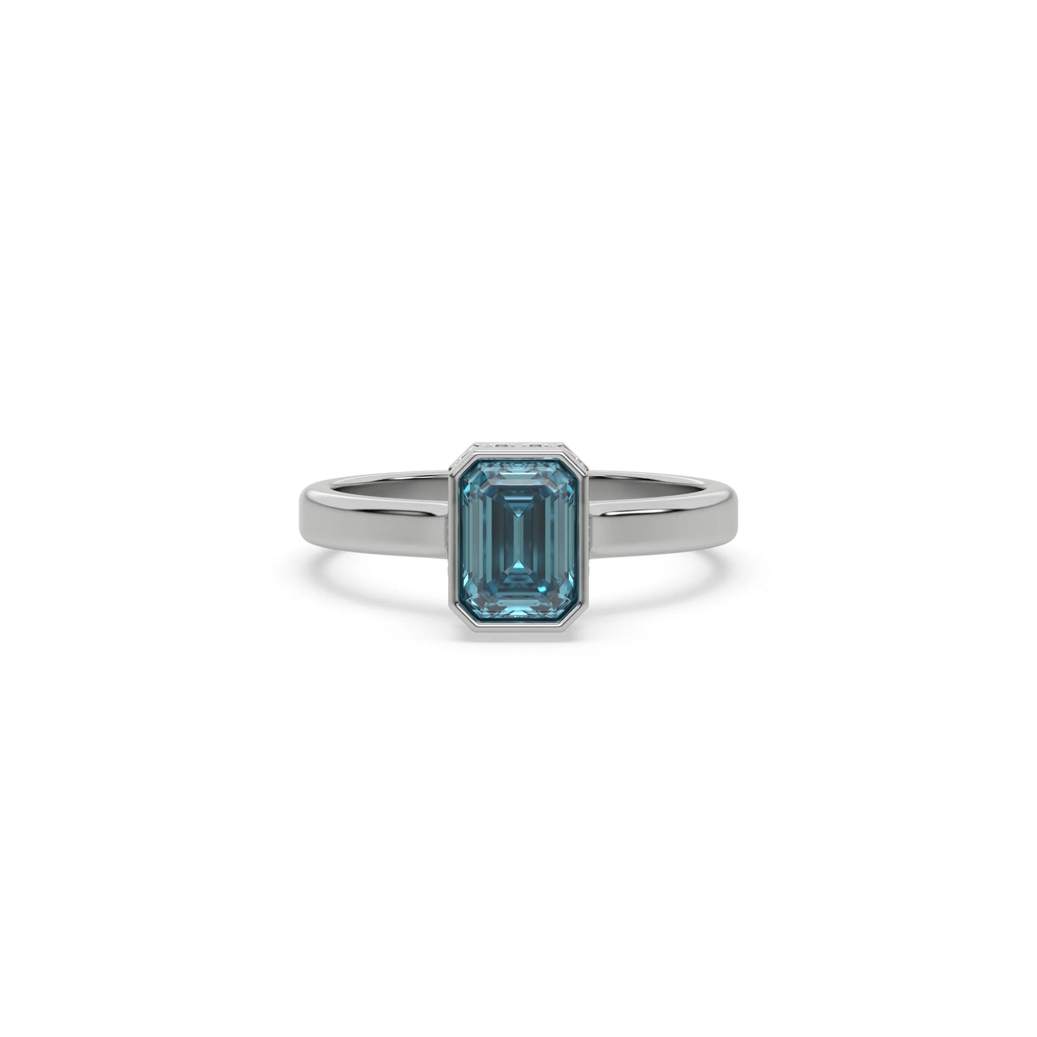 3 CT Fancy Blue Diamond Emerald Hidden Halo Engagement Ring