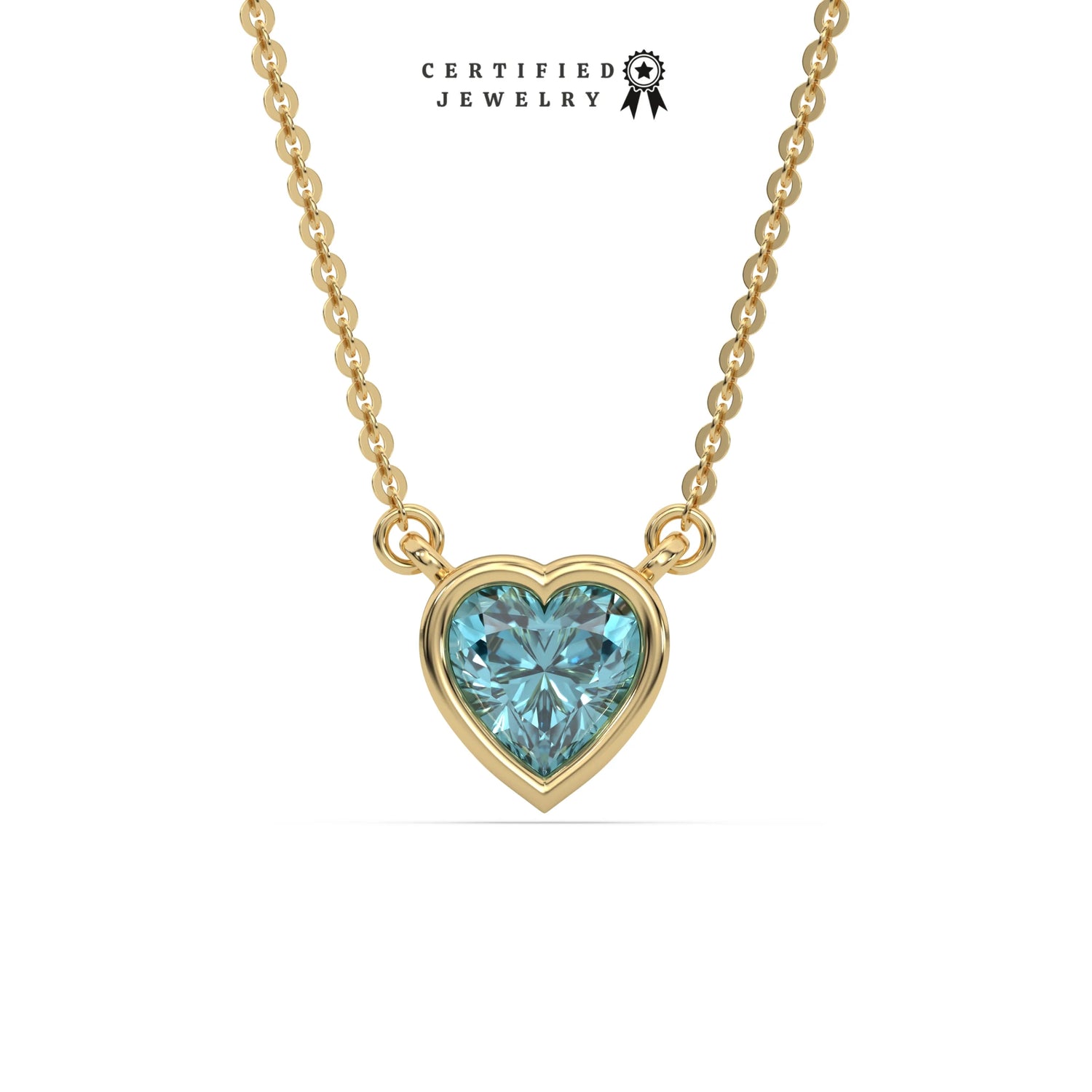 3 CT Fancy Blue Diamond Heart Bezel Solitaire Necklace