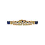 This yellow gold Lex diamond rubber bracelet features 0.97 CT of round cut diamonds set in a pave setting in top view