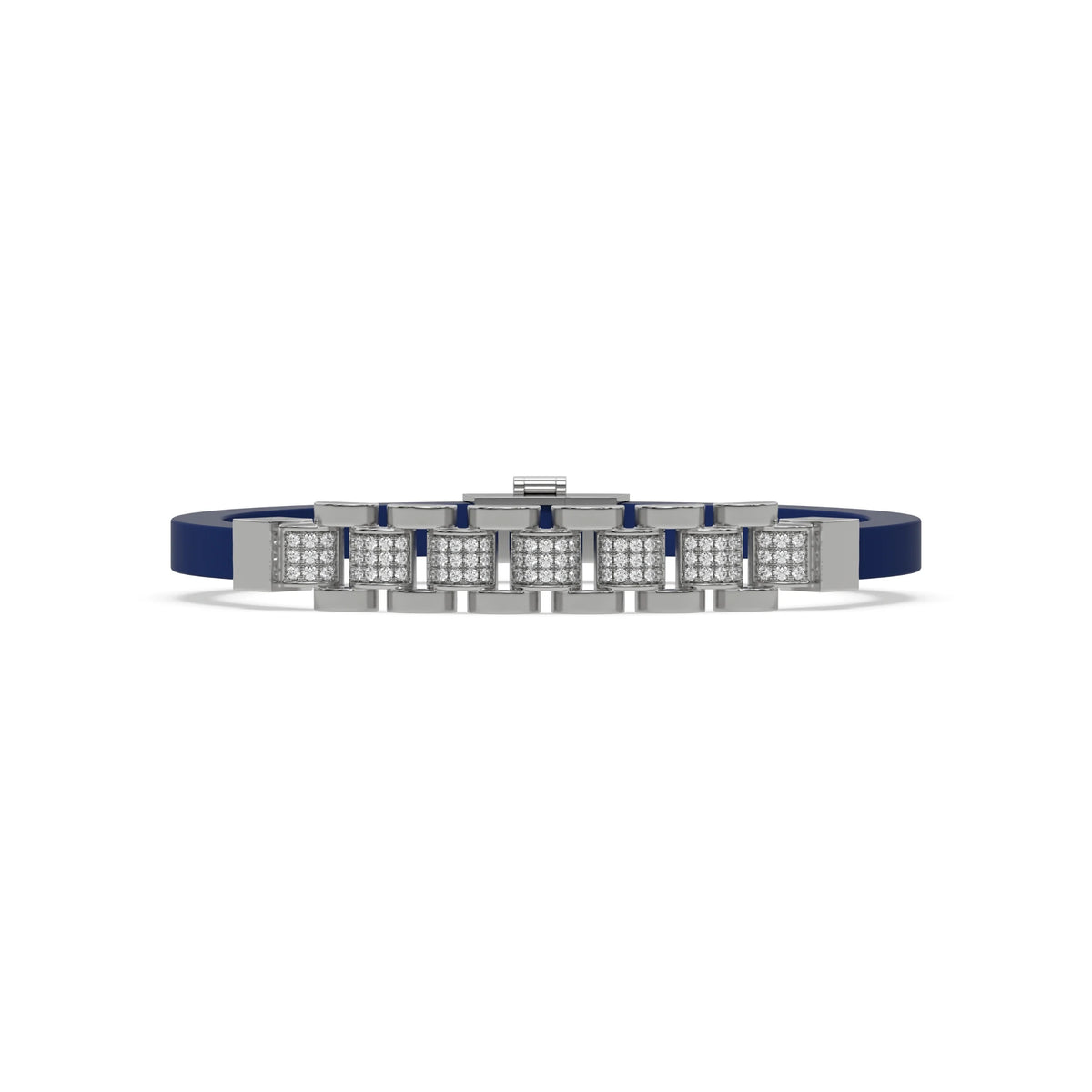 This white gold Lex diamond rubber bracelet features 0.97 CT of round cut diamonds set in a pave setting in top view