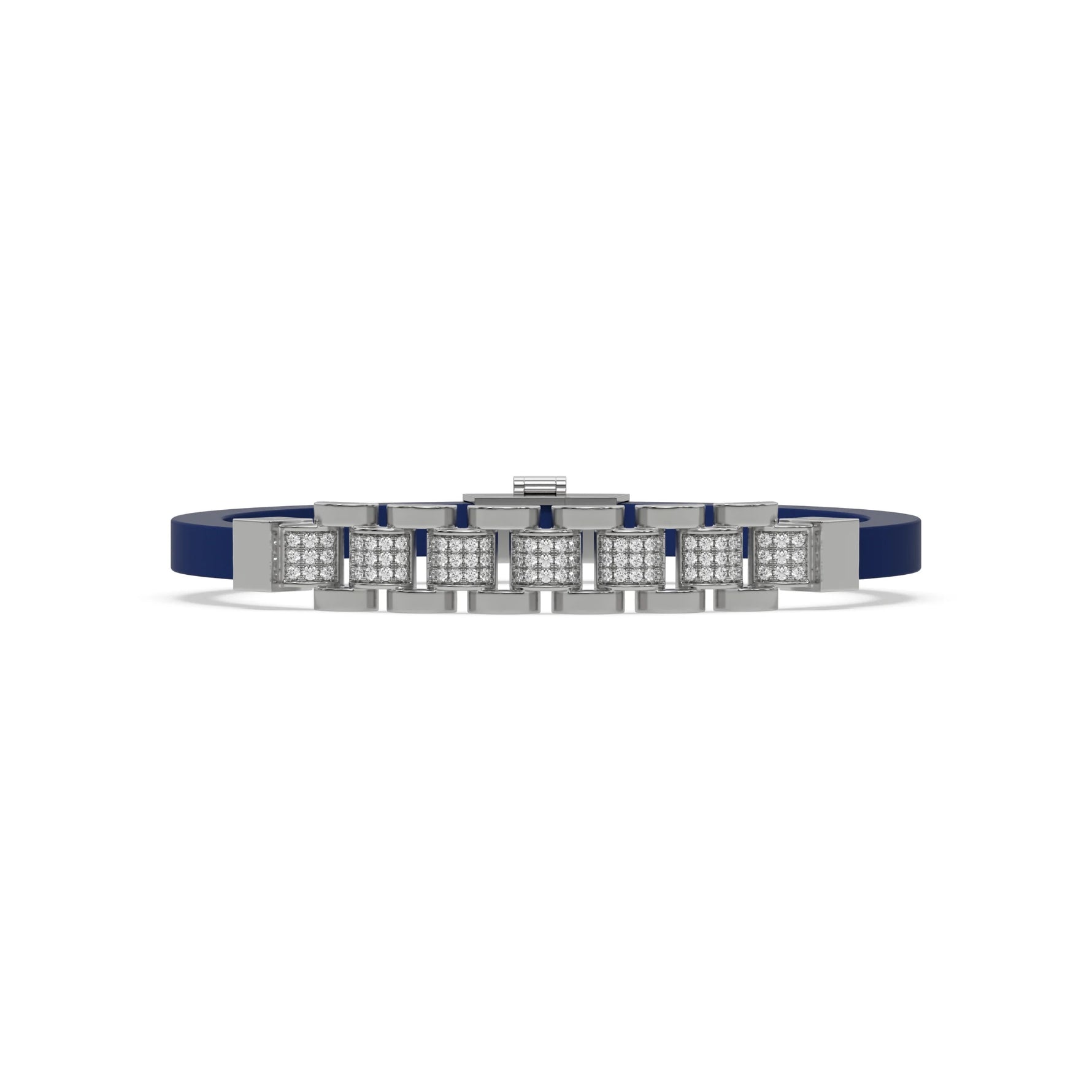 This white gold Lex diamond rubber bracelet features 0.97 CT of round cut diamonds set in a pave setting in top view