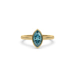 14K Yellow Gold Fancy Blue Marquise Diamond Engagement Ring