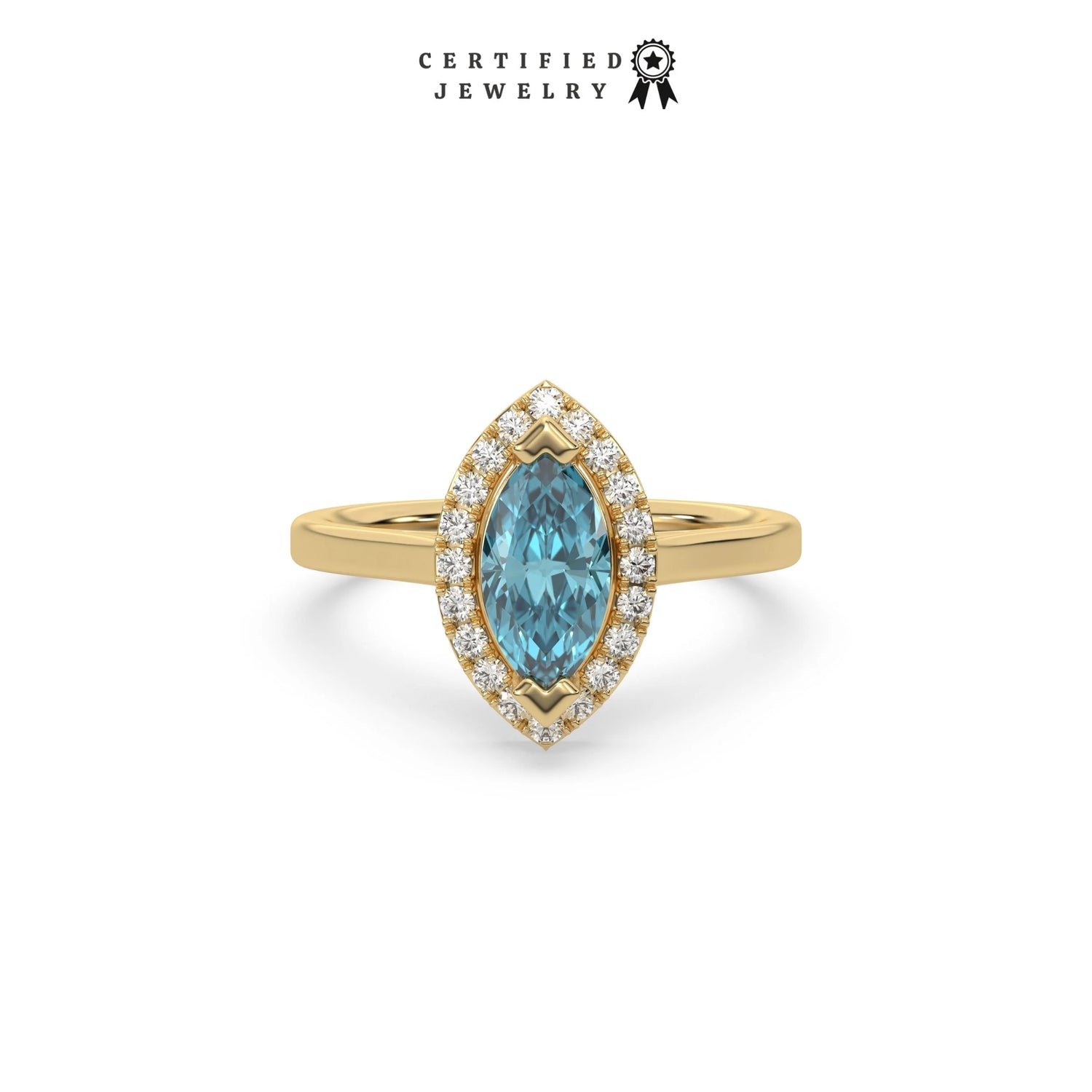 Blue Marquise Diamond Ring, Blue Diamond Engagement Ring, Blue Diamond Jewelry