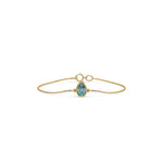14K Yellow Gold Fancy Blue Pear Solitaire Diamond Bracelet 