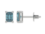 14K White Gold Blue Radiant Diamond Stud Earrings 