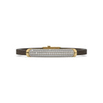 This yellow gold Curved diamond rubber bracelet features 3.90 CT of round cut diamonds set in a prong setting in top view