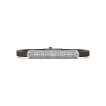 This white gold Curved diamond rubber bracelet features 3.90 CT of round cut diamonds set in a prong setting in top view