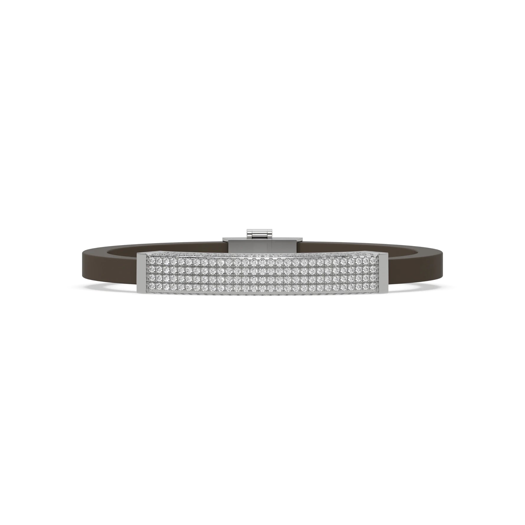 This white gold Edge diamond rubber bracelet features 3.50 CT of round cut diamonds set in a prong setting in top view