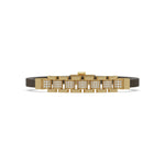 This yellow gold Lex diamond rubber bracelet features 0.97 CT of round cut diamonds set in a pave setting in top view