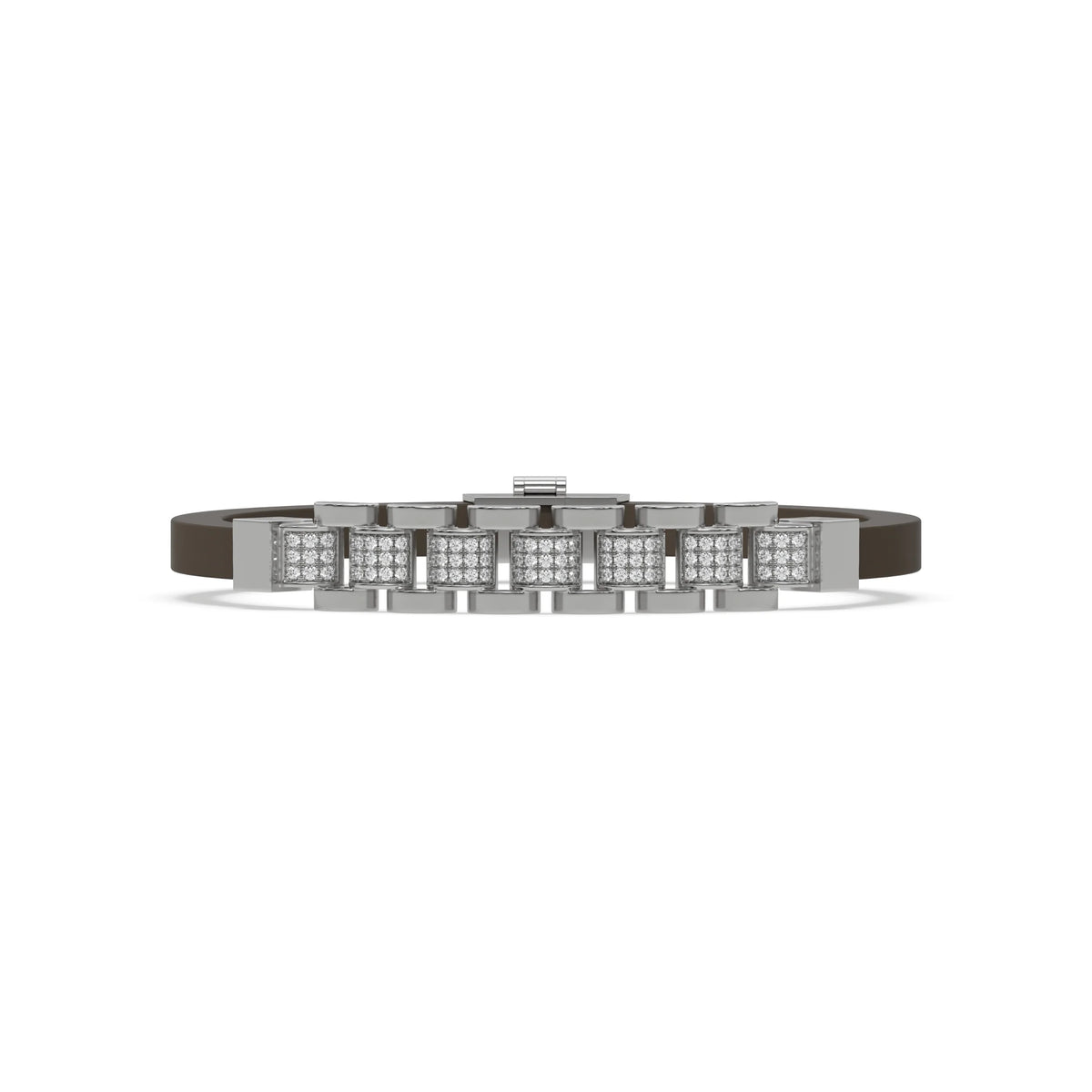 This white gold Lex diamond rubber bracelet features 0.97 CT of round cut diamonds set in a pave setting in top view