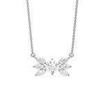 18K White Gold Marquise and Round Diamond Butterfly Necklace