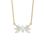 18K Yellow Gold Marquise and Round Diamond Butterfly Necklace