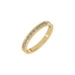 This yellow gold Half Eternity Channel band is made with 12 baguette diamonds and set in channel setting in 3d view