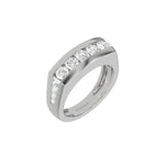 This white gold Men's channel-set diamond ring seamlessly blends solid gold with round brilliant-cut diamonds. The diamonds are expertly placed in a channel setting in 3d view