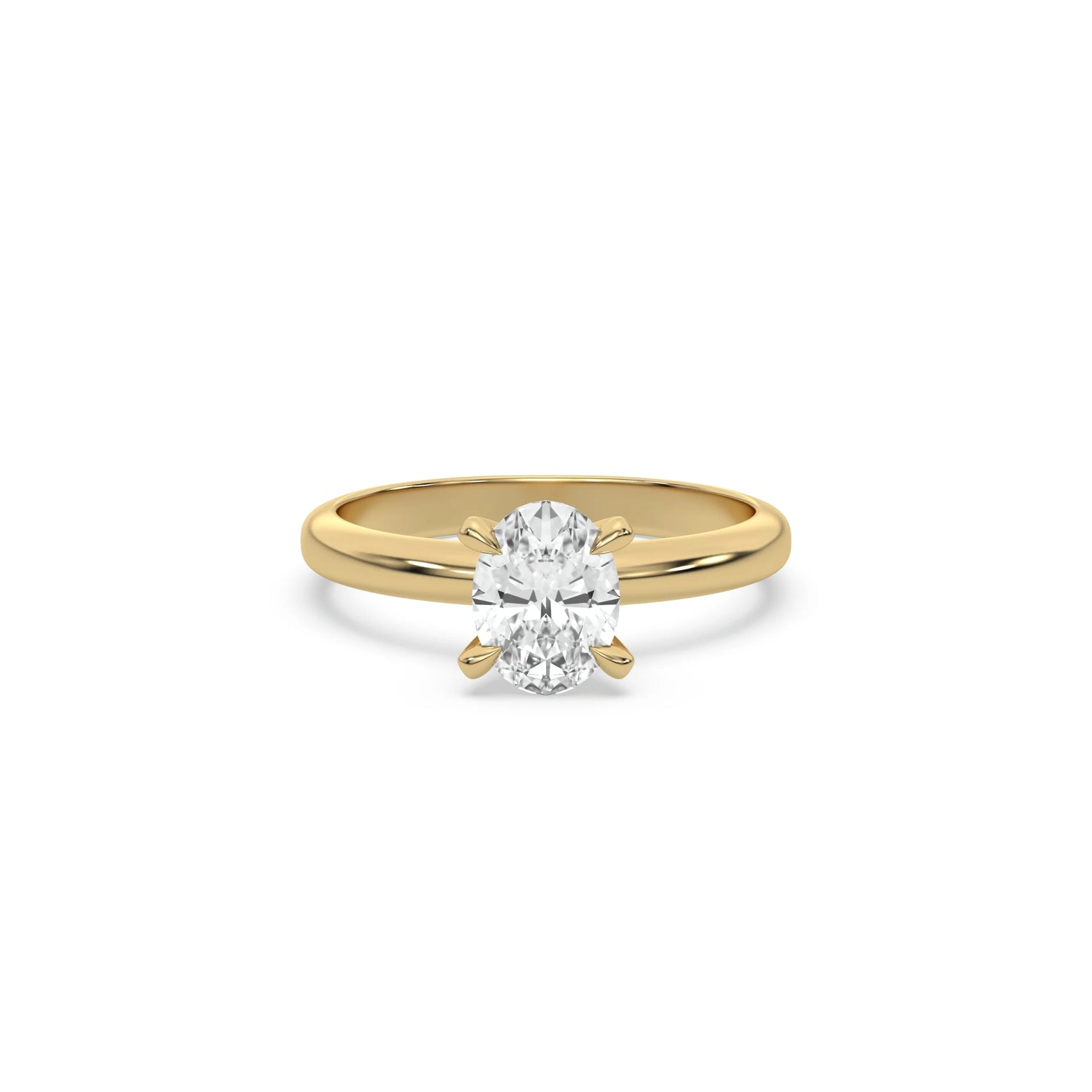 14K Yellow Gold Oval Diamond Engagement Ring