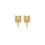 This yellow gold Classic Round Diamond Studs made with round brilliant-cut diamonds set in a four prong setting in back view