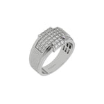 This white gold Men cross diamond ring made with round brilliant- cut diamonds set in shared prong setting creating a beautiful cross in 3d view