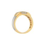 This yellow gold Men cross diamond ring made with round brilliant- cut diamonds set in shared prong setting creating a beautiful cross in through finger view