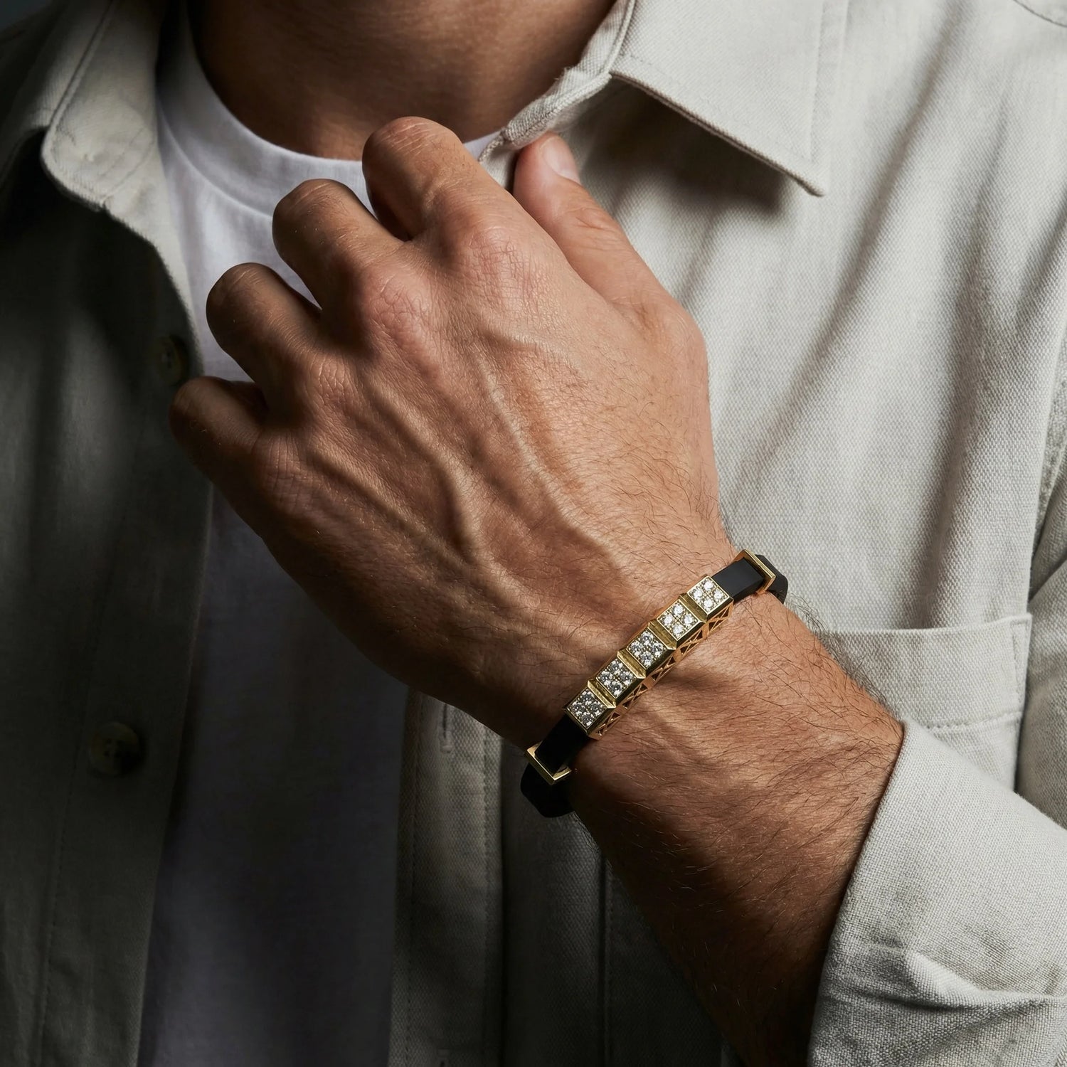 1.20 CT Natural Diamond Cubic Rubber Bracelet