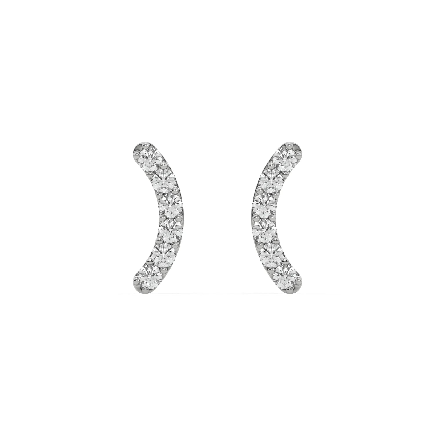 0.25 CT Natural Diamond Curved Bar Stud Earrings