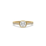 14K Yellow Gold Cushion Cut Diamond Pave Setting Engagement Ring
