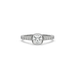 14K White Gold Cushion Cut Diamond Pave Setting Engagement Ring