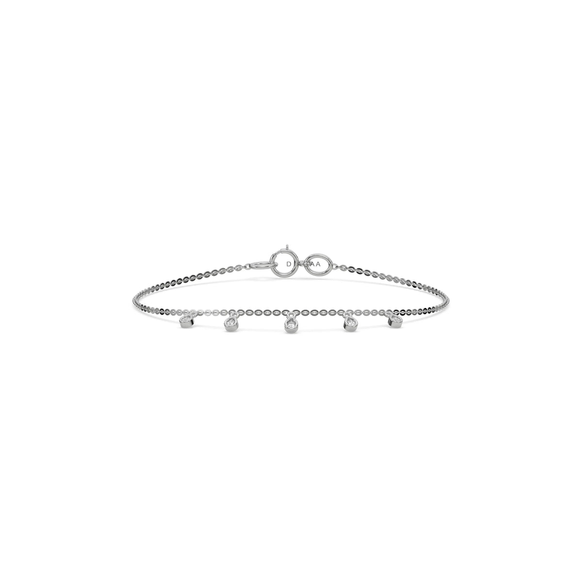 18K White Gold Dangling Round Cut Diamond Bracelet