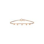 18K Rose Gold Dangling Round Cut Diamond Bracelet