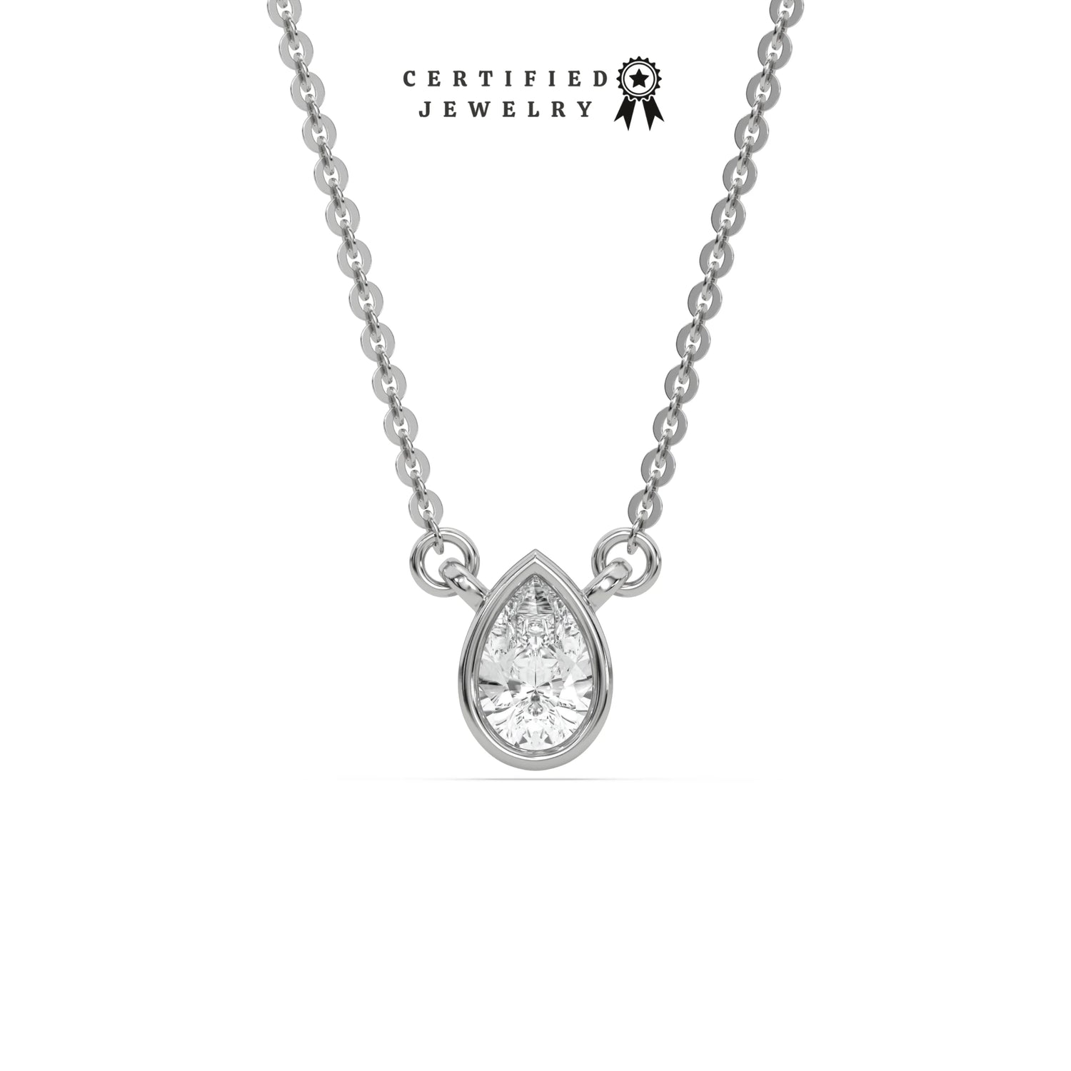 1 CT Natural Diamond Bezel Pear Solitaire Necklace