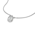 This white gold Pear Solitaire Diamond Necklace made with a pear cut diamond in bezel setting with adjustable chain in 3d view