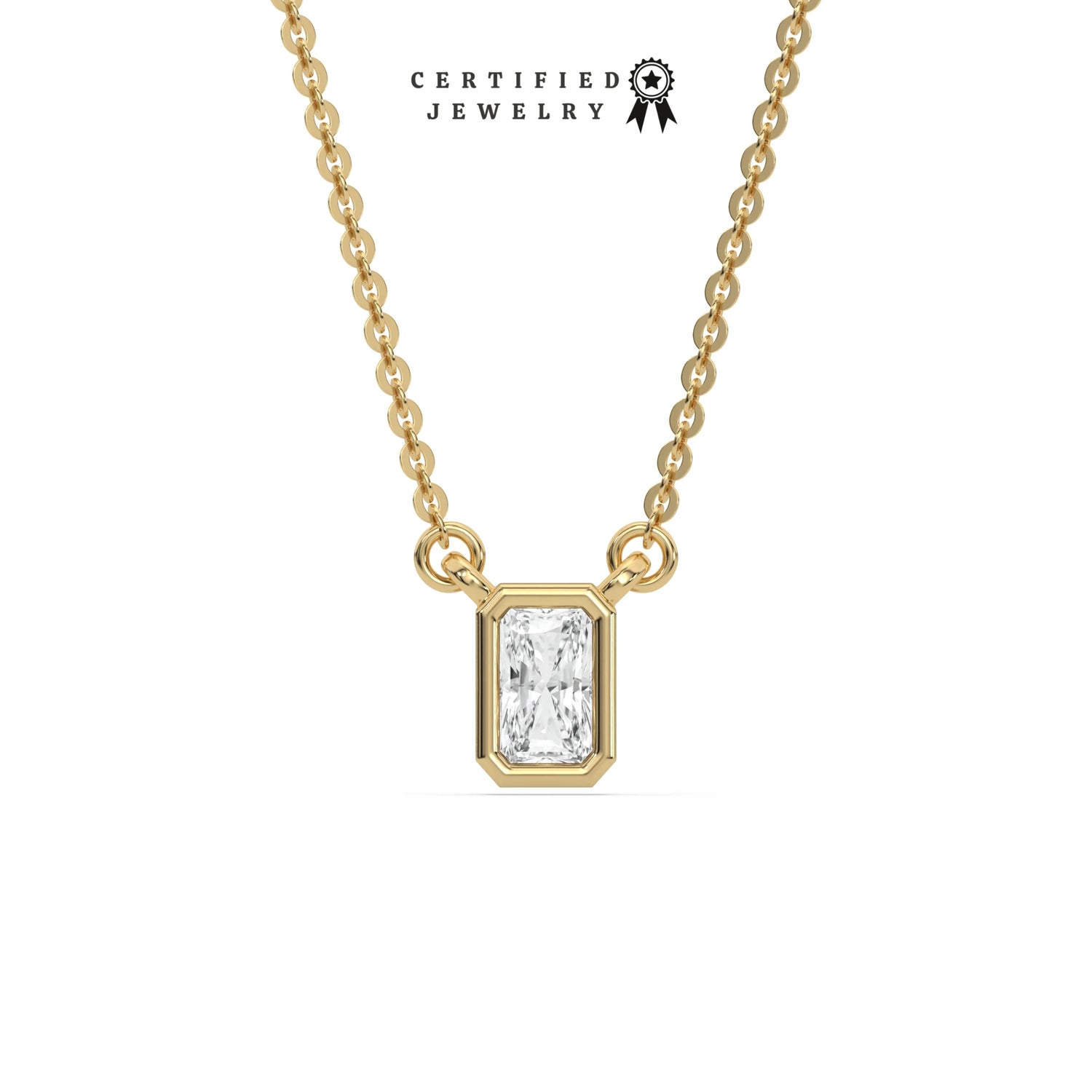 1 CT Lab Diamond Small Bezel Radiant Solitaire Necklace