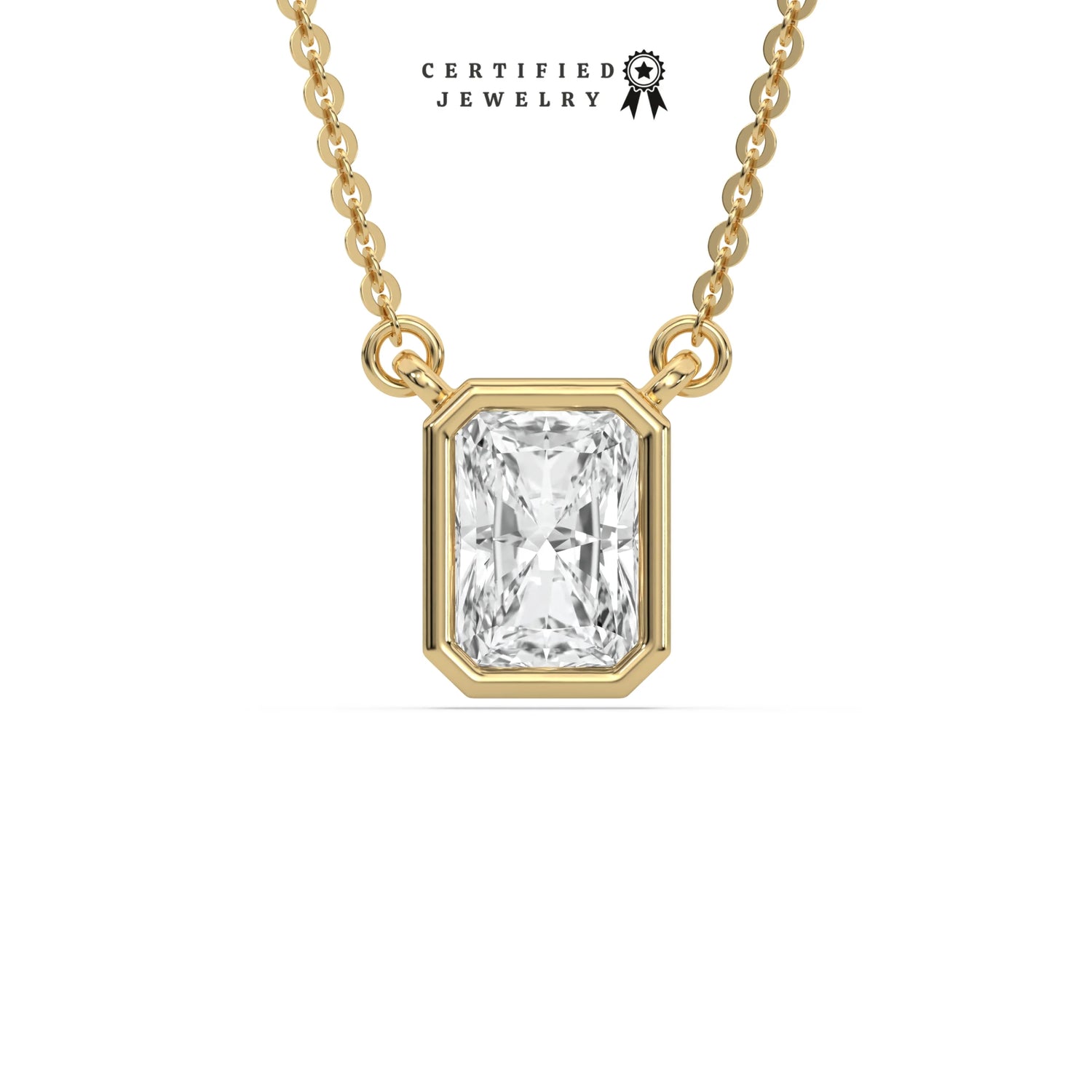 3 CT Men Lab Diamond Bezel Radiant Solitaire Necklace