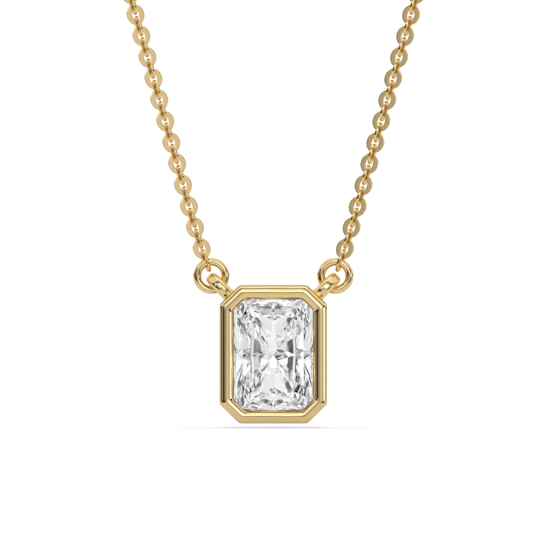 14K Yellow Gold Radiant Solitaire Diamond Necklace